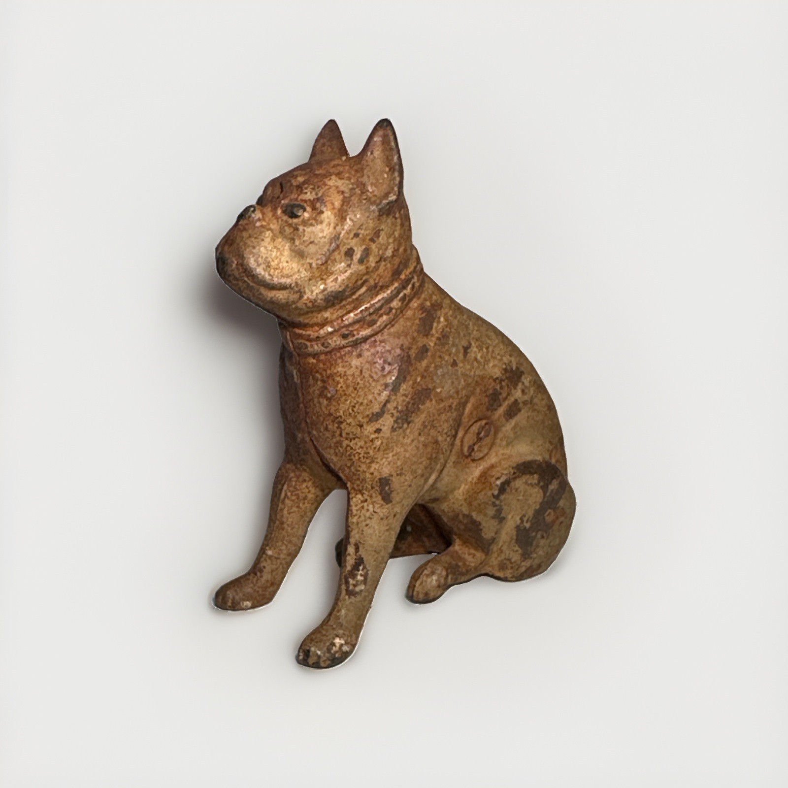 Antique AC Williams / Hubley Cast Iron Sitting Boxer Bulldog Coin Bank