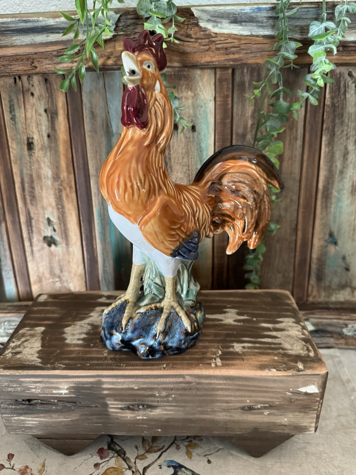 Vintage Ceramic Rooster Figurine - 1980s Chinese Export Farmhouse Kitchen Decor Vintage Ceramic Rooster Figurine - 1980s Chinese Export Farmhouse Kitchen Decor