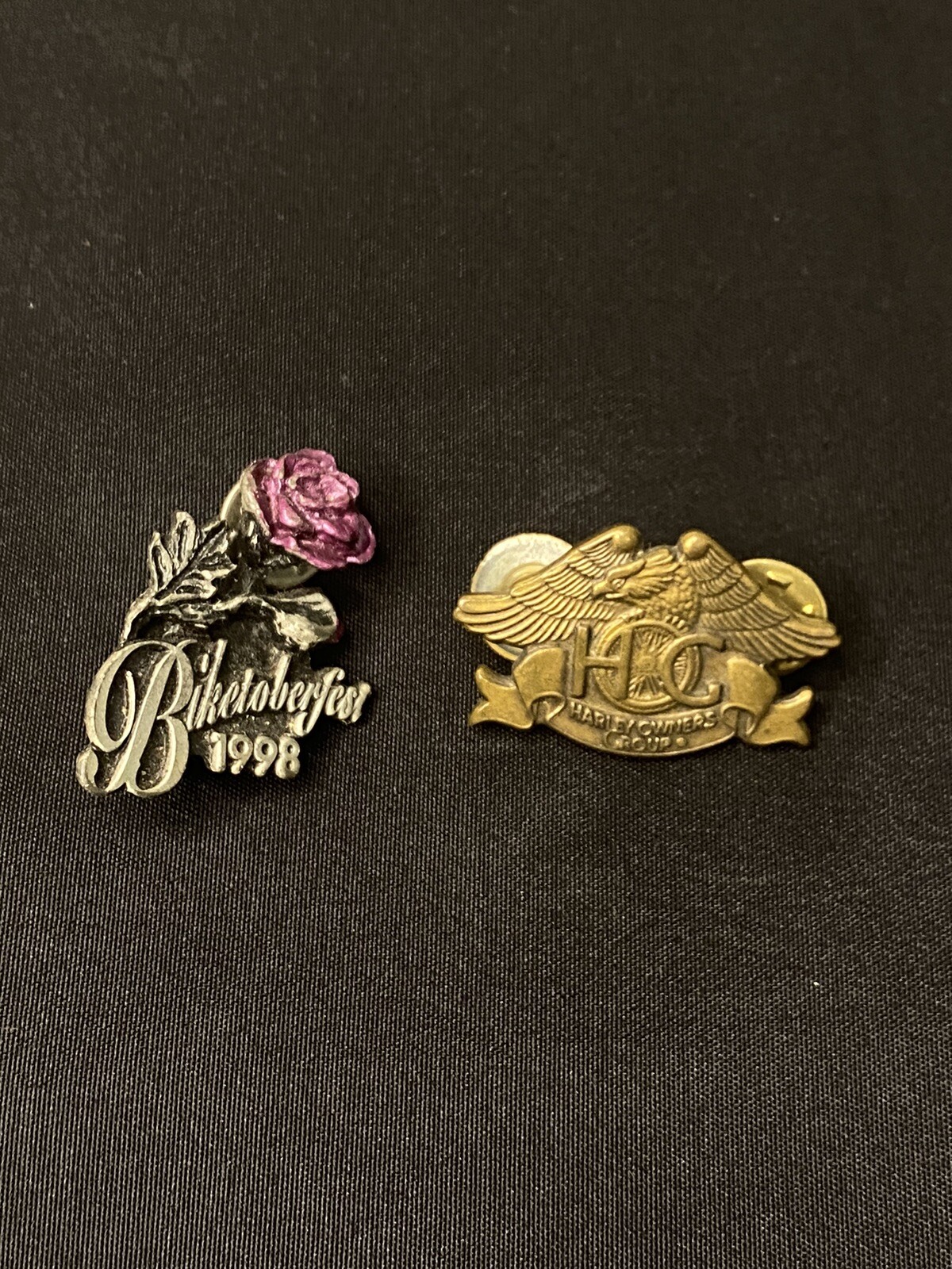 Vintage Biker Pins Harley Davidson ‘93 & Biketoberfest ‘98 Lot Of 2 90s Pins
