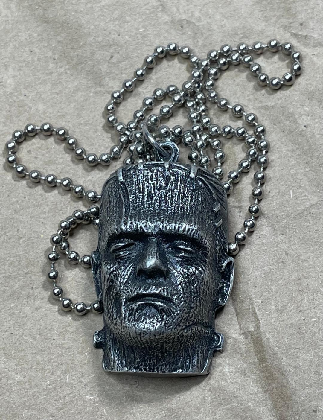 HALLOWEEN  Frankenstein Monster Handmade Metal  Necklace 18\