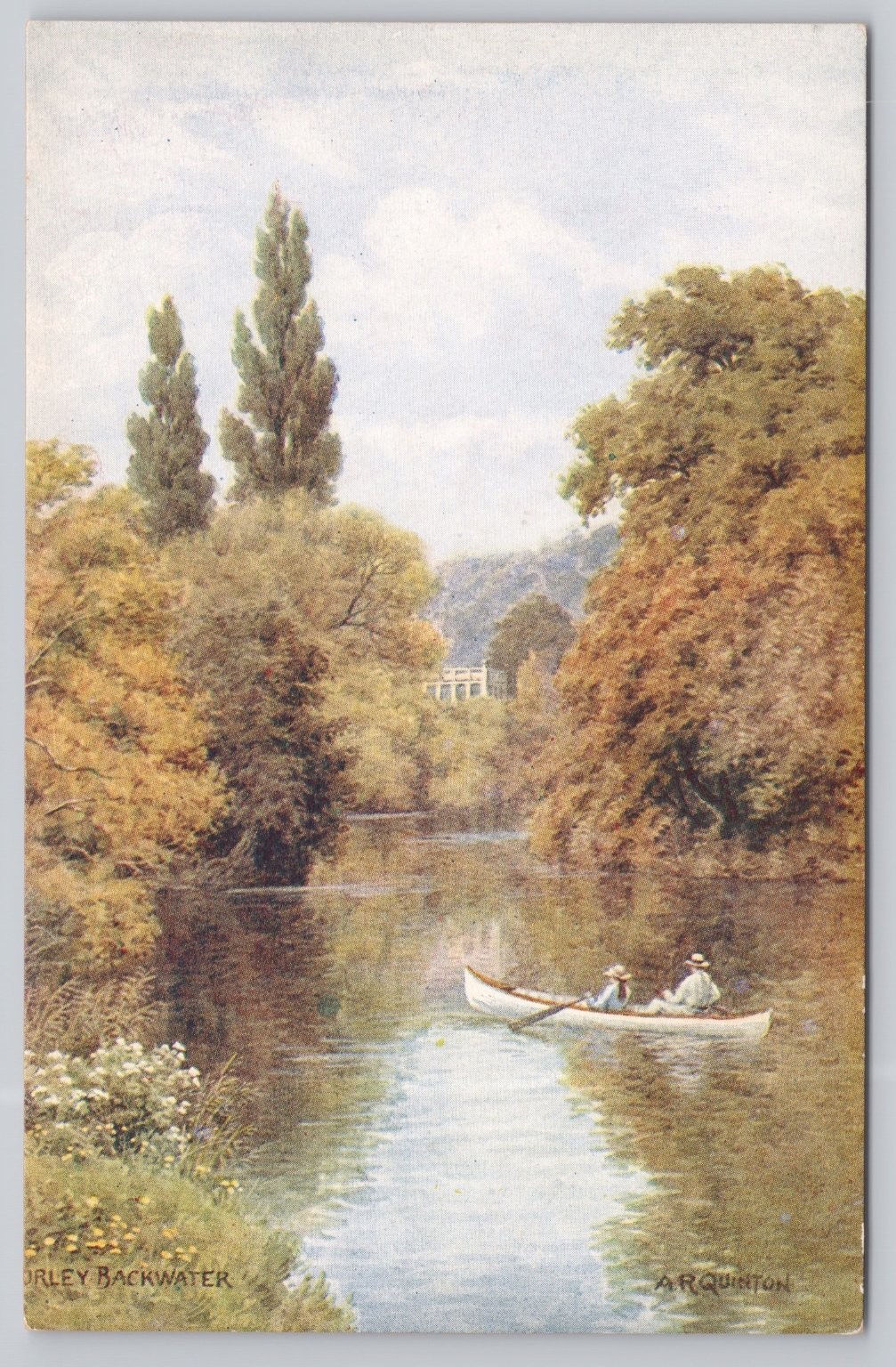 Burley Backwater Scenic Vintage British Postcard by A.R. Quinton