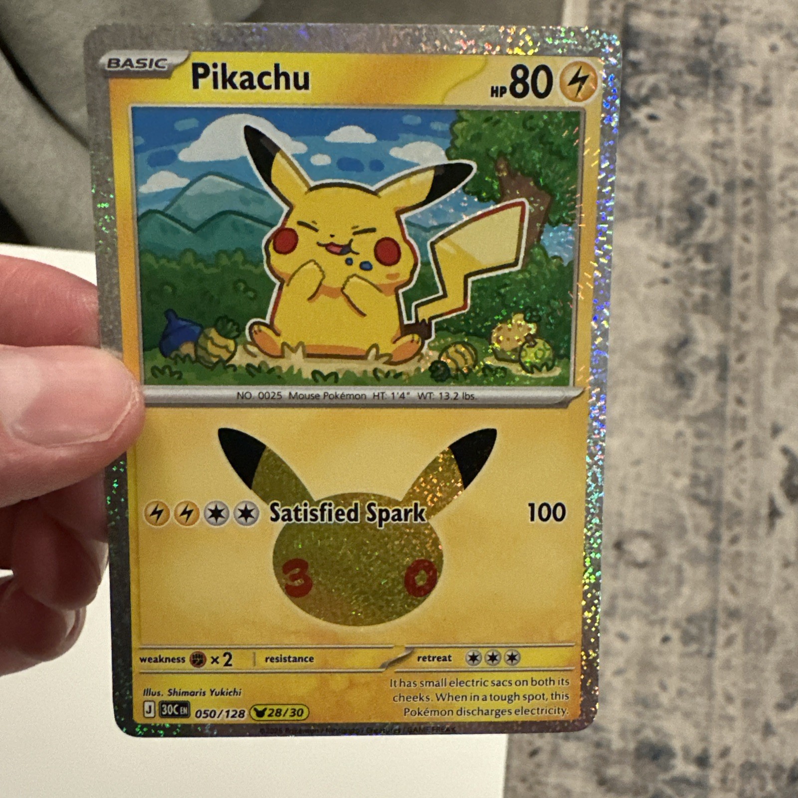 Pikachu 050/128 Holo Pikachu Rare ME: 30th Celebration Pokemon TCG NM/M Pikachu 050/128 Holo Pikachu Rare ME: 30th Celebration Pokemon TCG NM/M