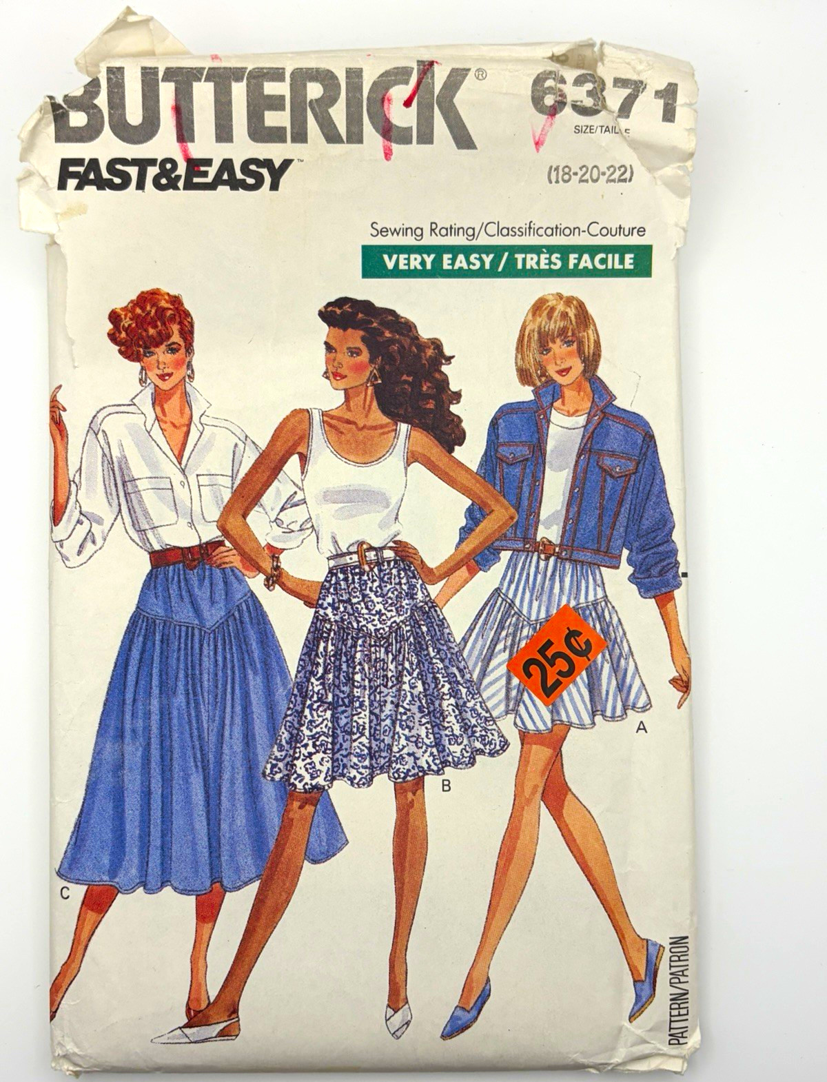 Butterick Fast & Easy 6371 Vintage Original Women's Skirt Sewing Pattern
