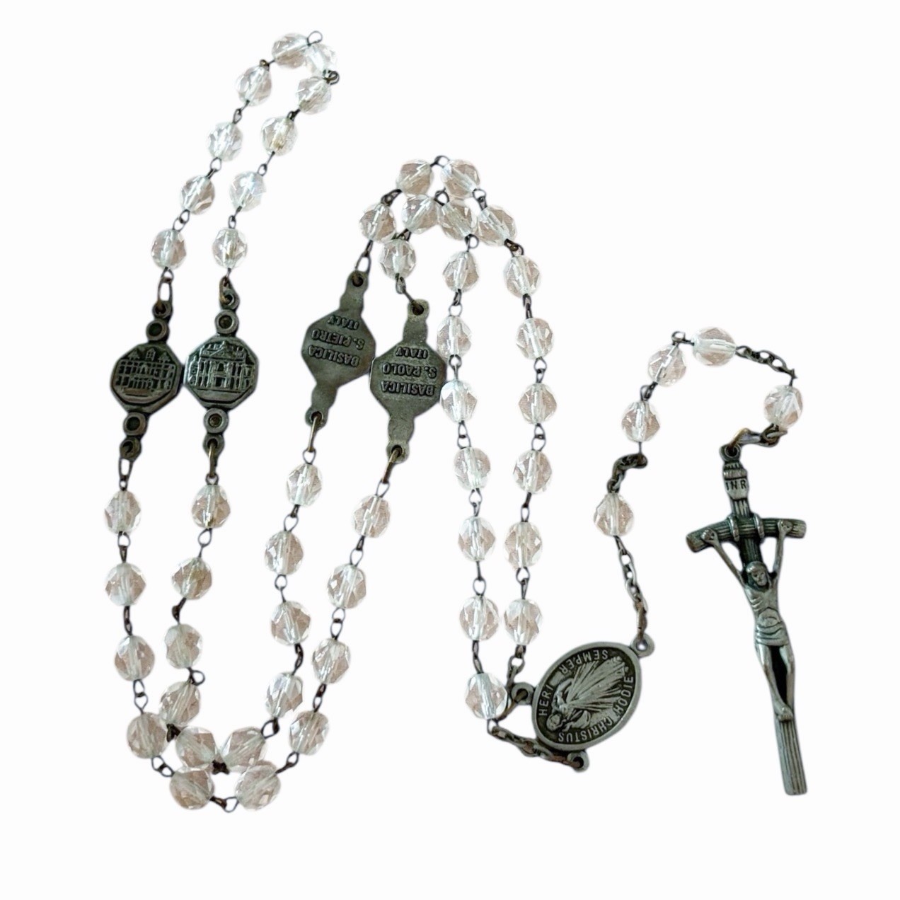 VTG AB Crystal Faceted Rosary 4 Basilicas ROMA CITA ETERNA Italy 20” Sterling VTG AB Crystal Faceted Rosary 4 Basilicas ROMA CITA ETERNA Italy 20” Sterling