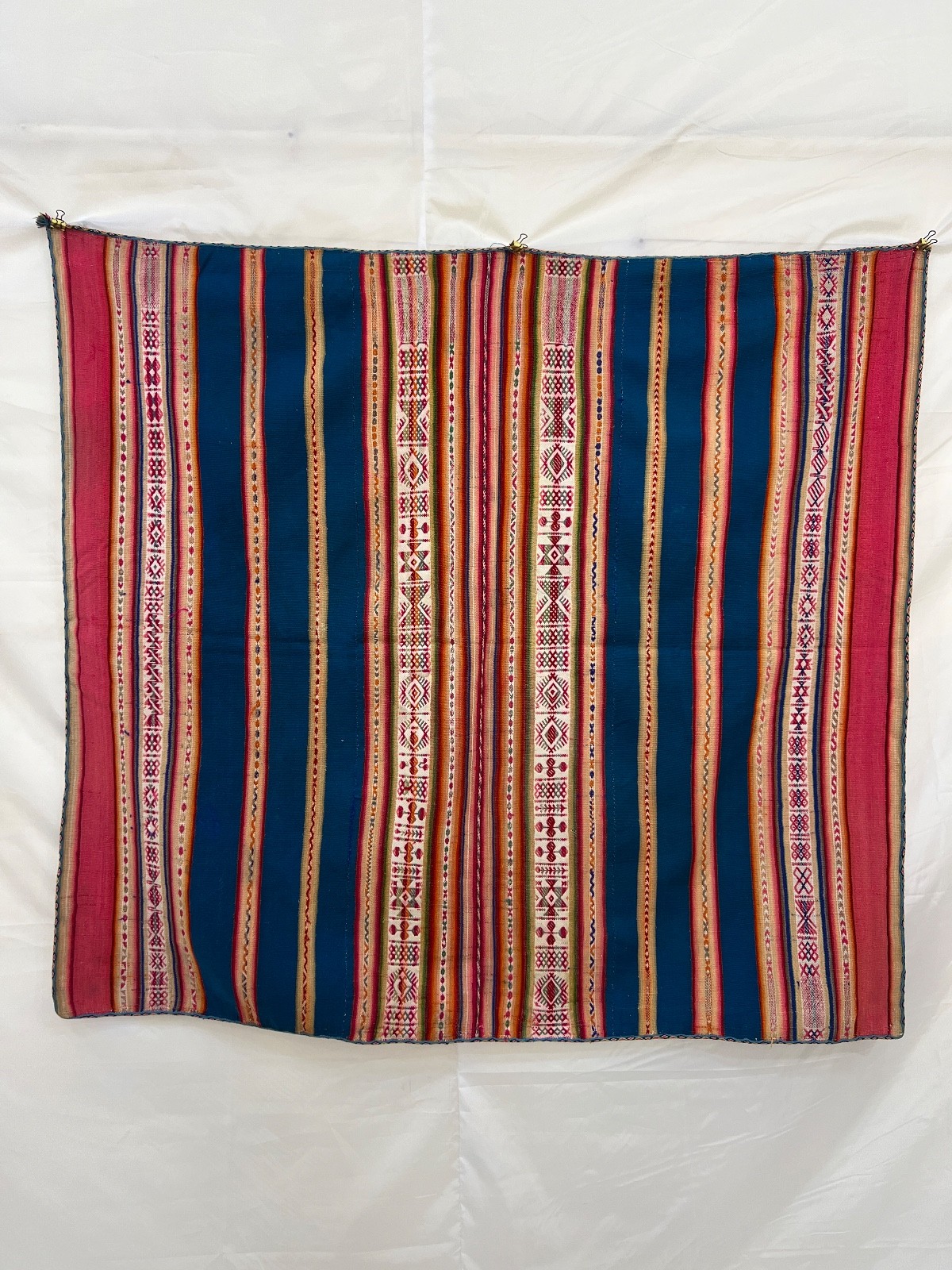 Vintage Peruvian Aguayo Hand Woven Wool Blanket Andean Folk Art Textile Decor Vintage Peruvian Aguayo Hand Woven Wool Blanket Andean Folk Art Textile Decor