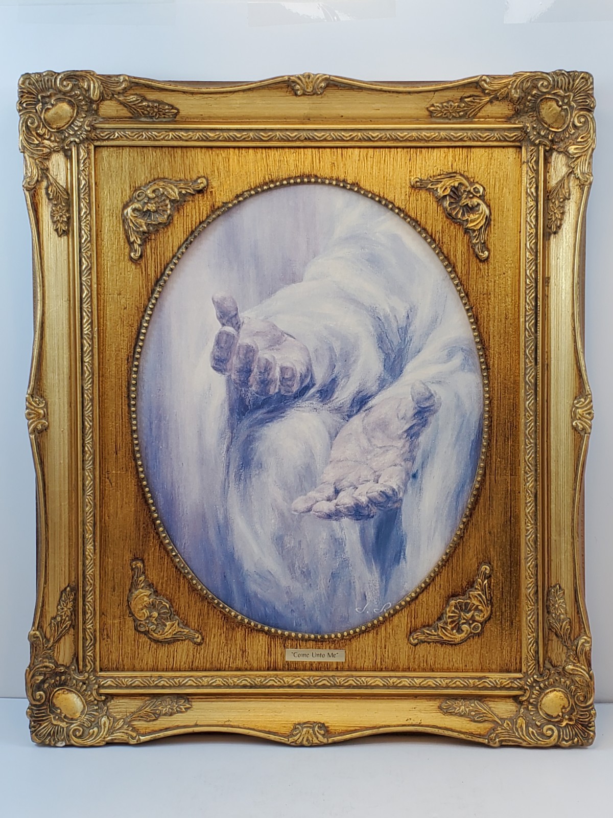 Vintage Come Unto Me Lithograph Print By J Reed In A Gold Tone Wooden Frame 1967
