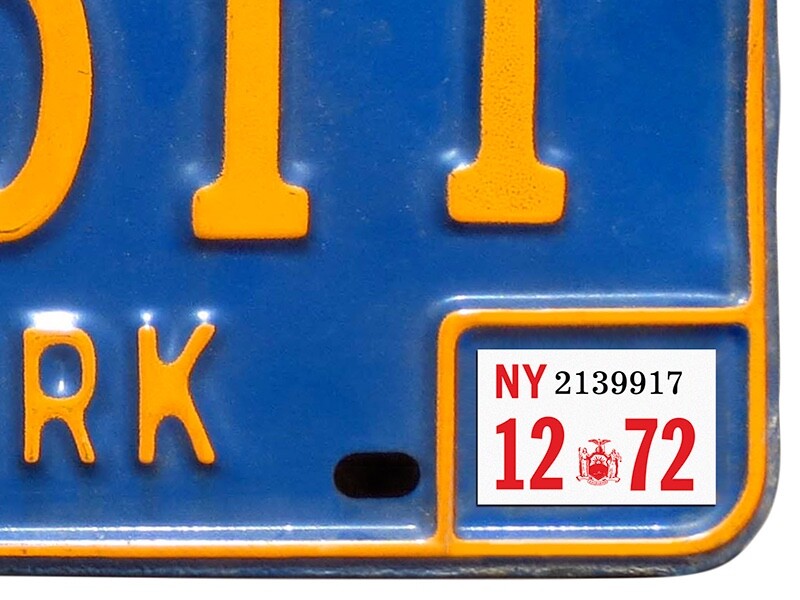 1972 New York Registration, License Plate Sticker, YOM, NY, Tag, DMV