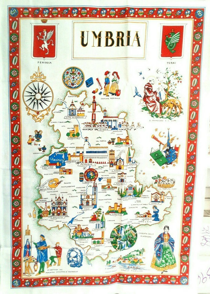 Umbria, Italy Souvenir Linen Tea Towel - Kitchen Towel, Made in Italy Umbria, Italy Souvenir Linen Tea Towel - Kitchen Towel, Made in Italy
