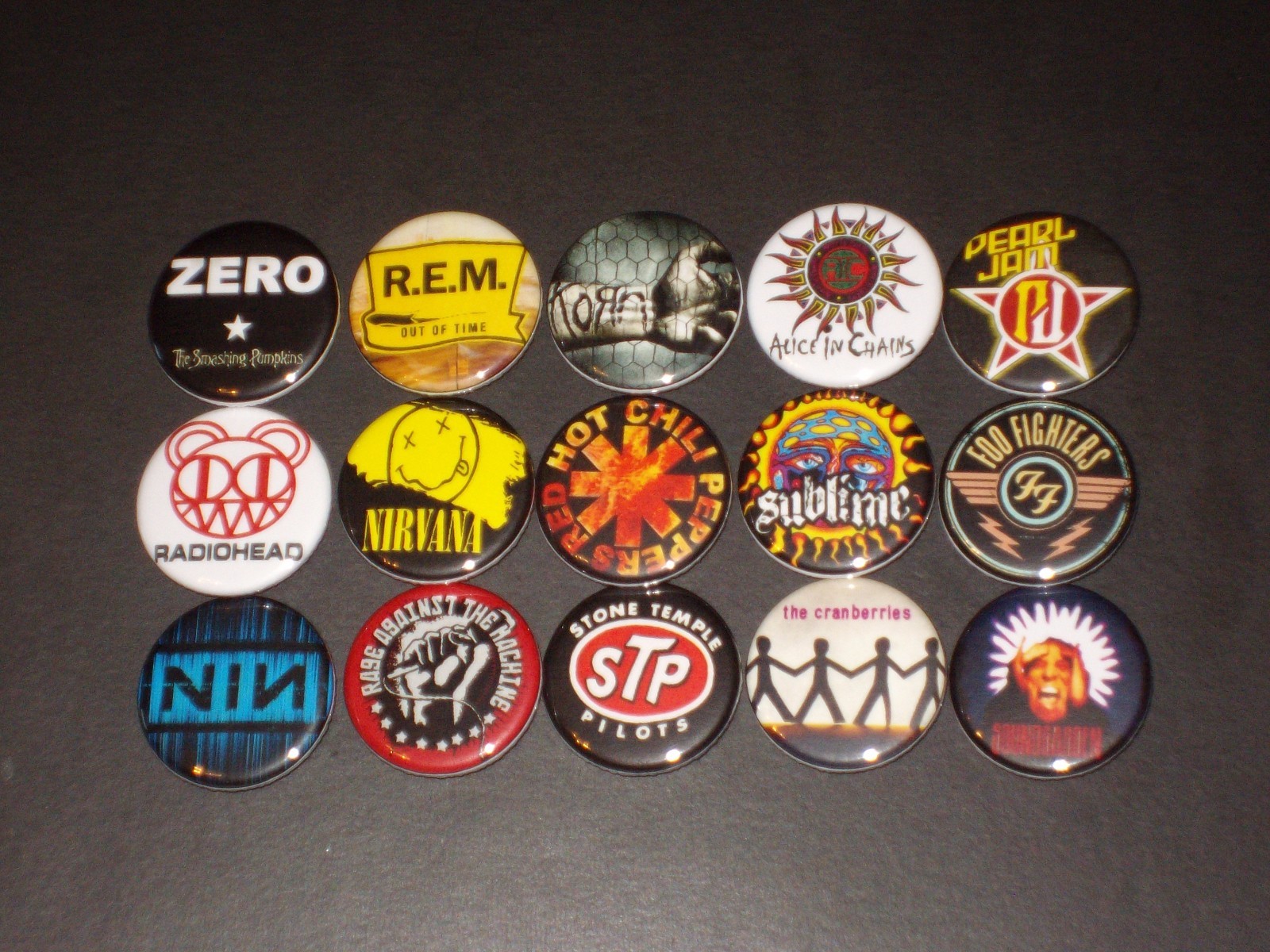 90's Bands Buttons Badges  Pins Set Of 15