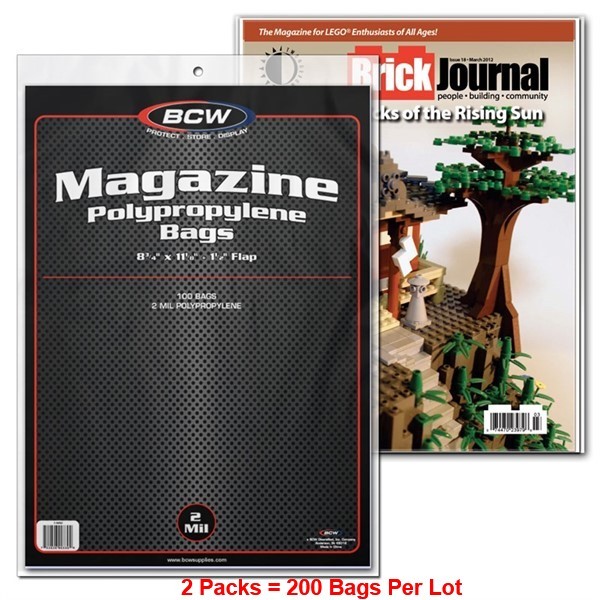 200 BCW 2-mil Acid Free Magazine Poly Bags 8 3/4 X 11 archival cover sleeves