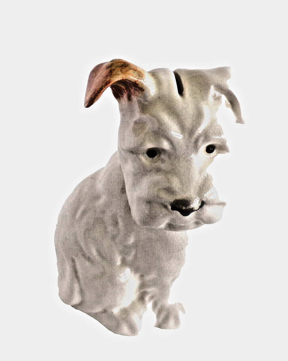 Beswick Terrier Dog  White with Brown Ears Money Bank c 1946-1973 Vintage