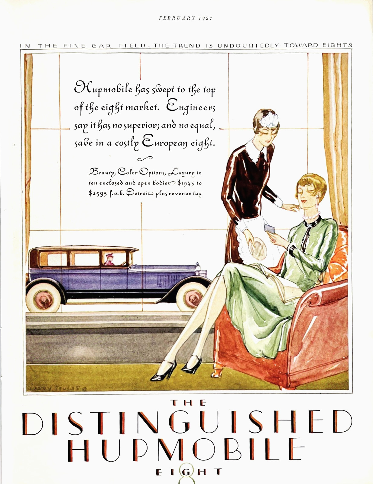 1927 Hudson Eight Hupmobile Sedan Fashion Luxury Auto Vtg Art Deco Mag Print Ad