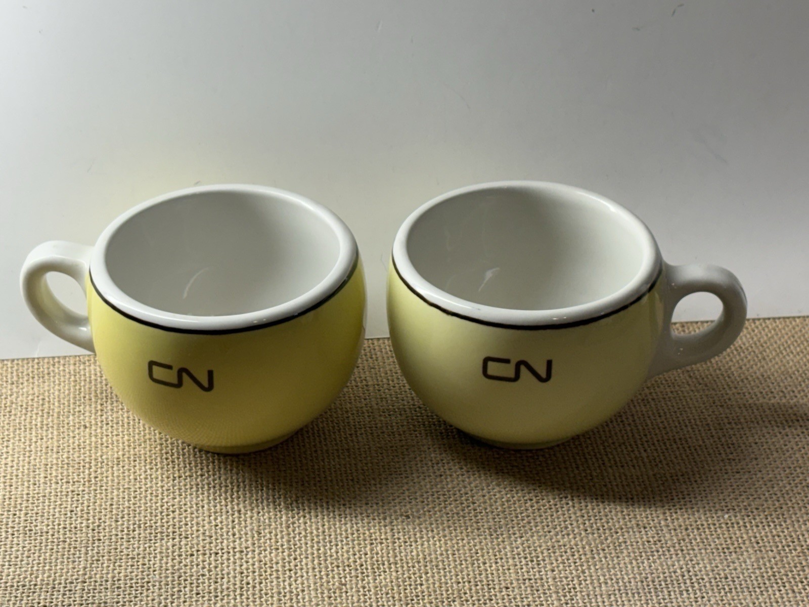 Vtg CN Railway (2) Coffee Mug Cup Yellow Canadian National Railway **READ