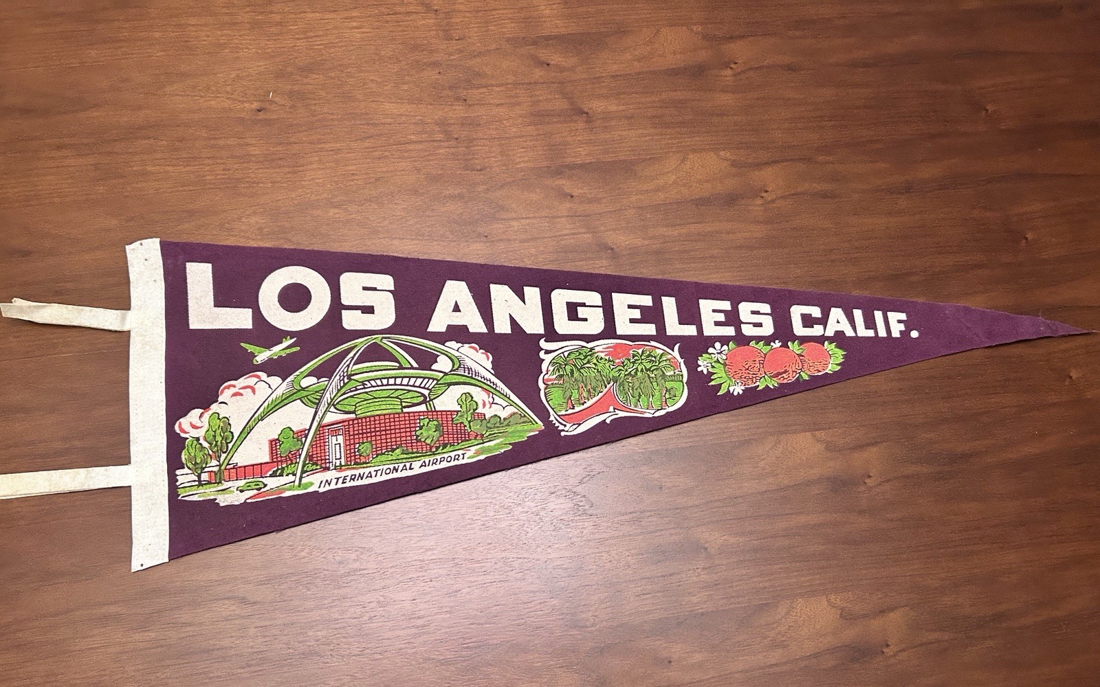 Vintage 1960s Los Angeles International Airport Travel Souvenir Pennant 