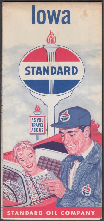 Standard Oil Gasoline Map State of Iowa 1960