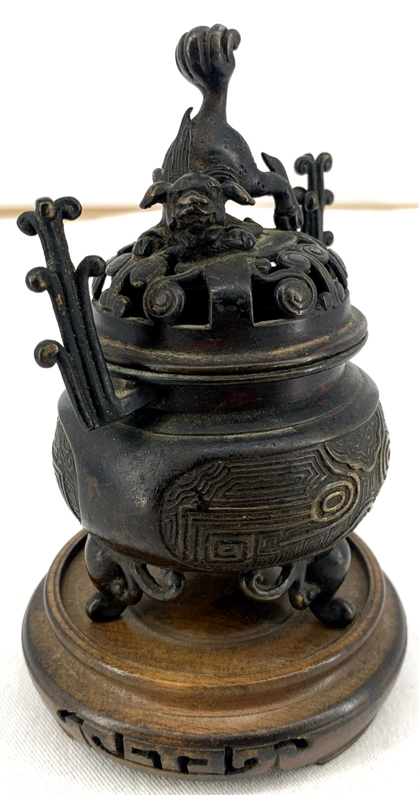 Asian Incense Burner Brass Copper Foo Dog 5\ Asian Incense Burner Brass Copper Foo Dog 5\