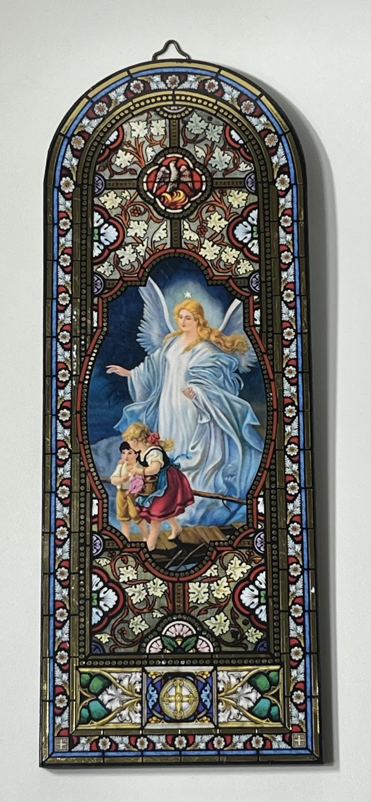 Guardian Angel Stained Glass Style Wood Plaque Città del Vaticano Italy Guardian Angel Stained Glass Style Wood Plaque Città del Vaticano Italy