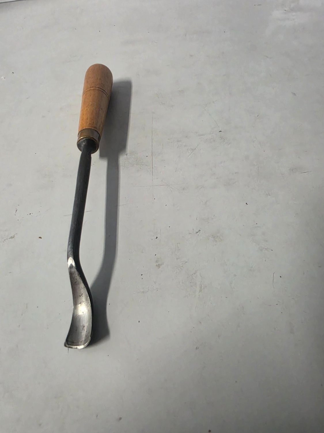 Vintage Spoon Gouge Wood Carving Chisel Curved Shank Turned Handle brown
