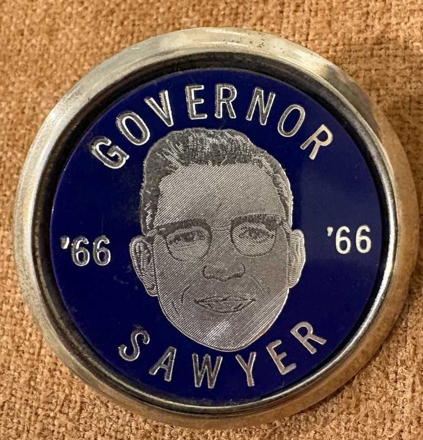 1966 Grant Sawyer Nevada Governor Campaign Portrait Pinback Button Vintage RARE