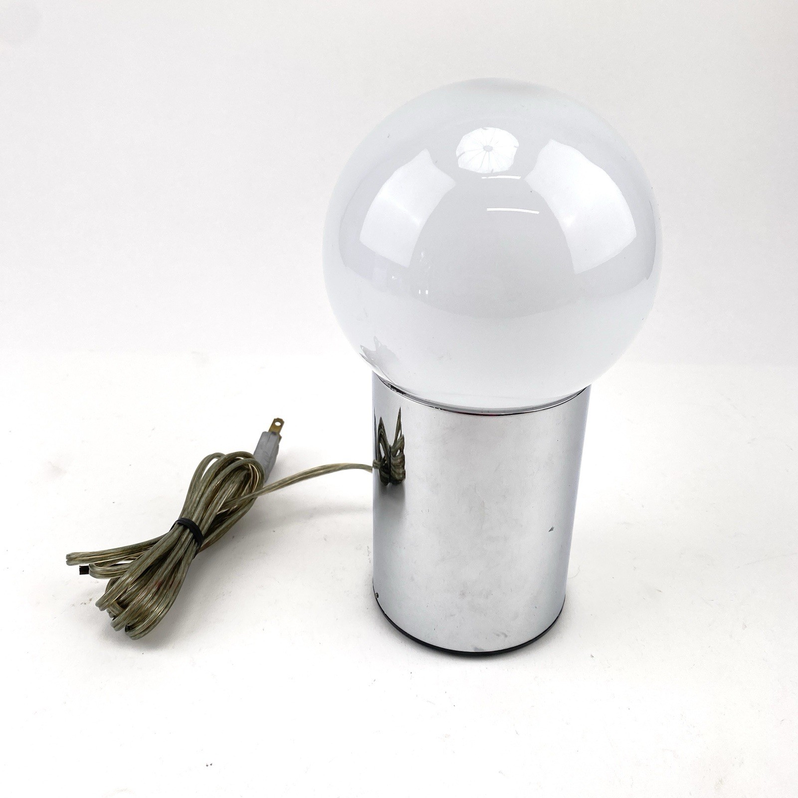 Vtg Touch Lite Underwriters Lab Space Age MCM White Orb 9