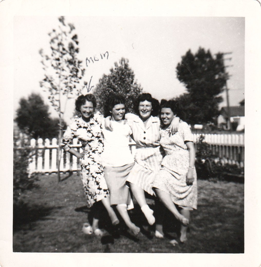 Vintage Photo MCM Rockette Posing Shoeless Women Fashion Dresses Picket Fence