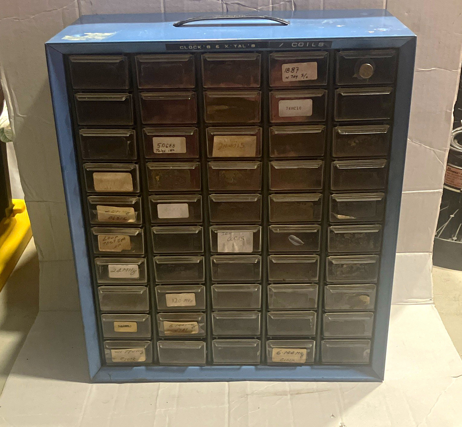 Vintage Akro-Mils Metal 50-Drawer Parts Storage Cabinet w/ Handle