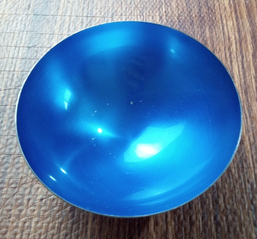 Carl F. Christiansen Danish Blue Enamel Silverplate Bowl Made in Denmark 