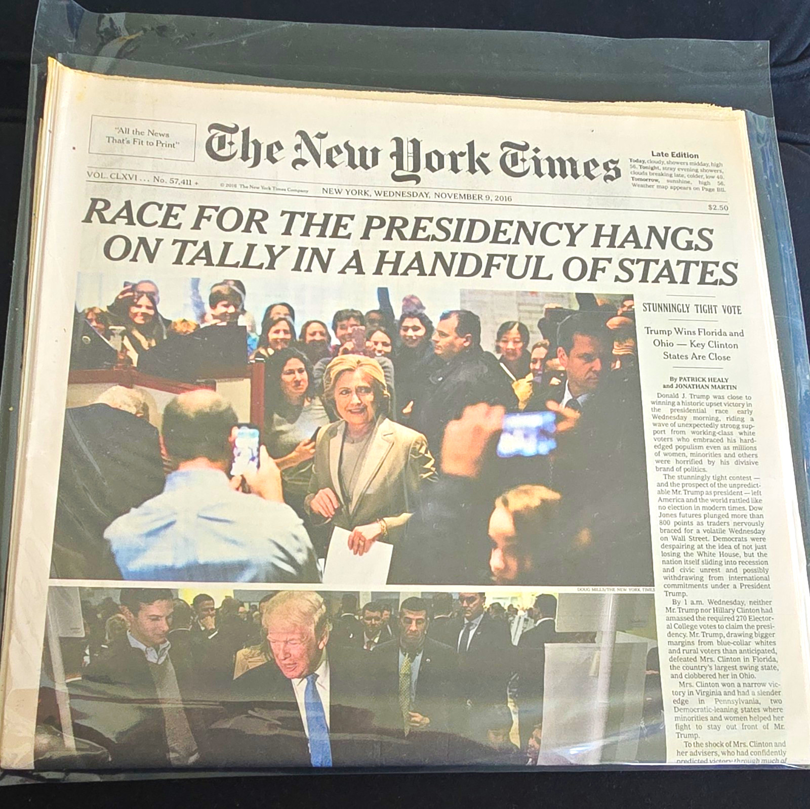 The New York Times Late Edition November 9, 2016 - Race for Presidency The New York Times Late Edition November 9, 2016 - Race for Presidency