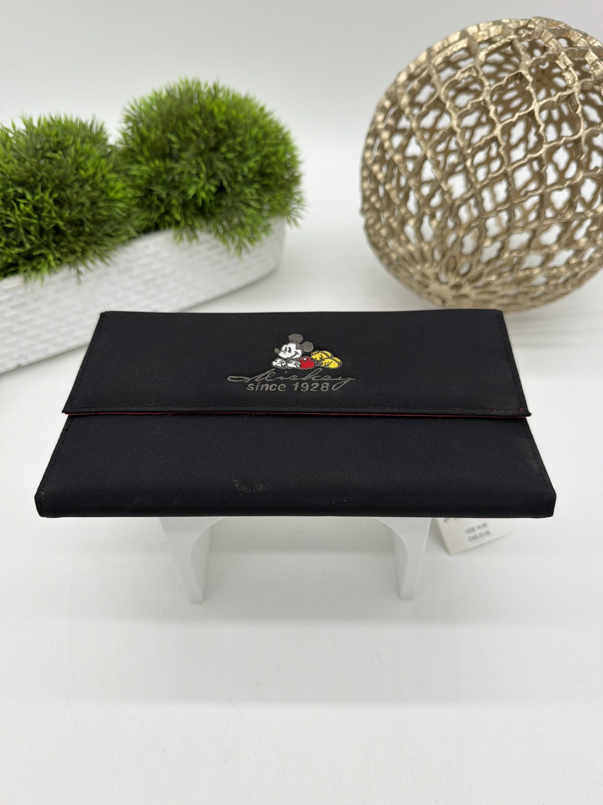 The Disney Store Mickey Since 1928 Long Wallet Black Red Lining Tags
