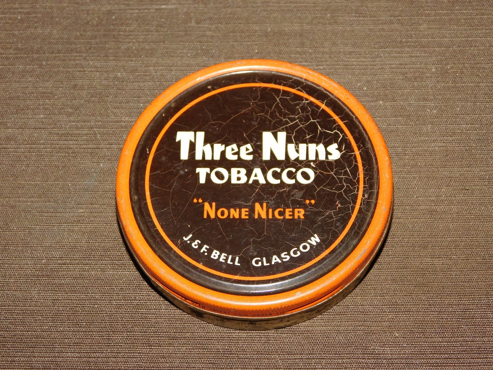 VINTAGE J & F BELL GLASGOW GREAT BRITAIN THREE NUNS TOBACCO TIN *EMPTY* VINTAGE J & F BELL GLASGOW GREAT BRITAIN THREE NUNS TOBACCO TIN *EMPTY*