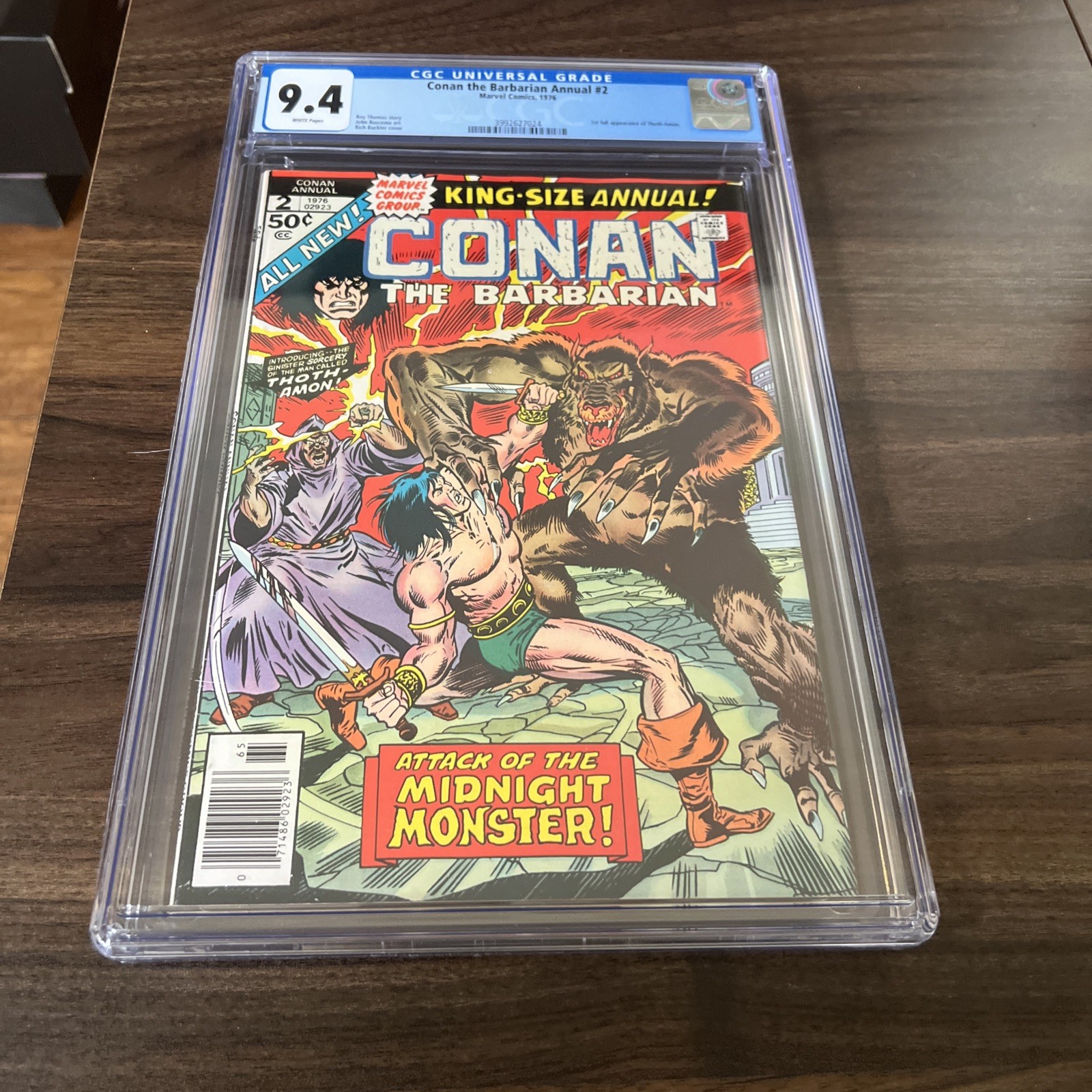 Conan The Barbarian Annual #2 CGC 9.4 White Pages 1st Full App Thoth-Amon Conan The Barbarian Annual #2 CGC 9.4 White Pages 1st Full App Thoth-Amon