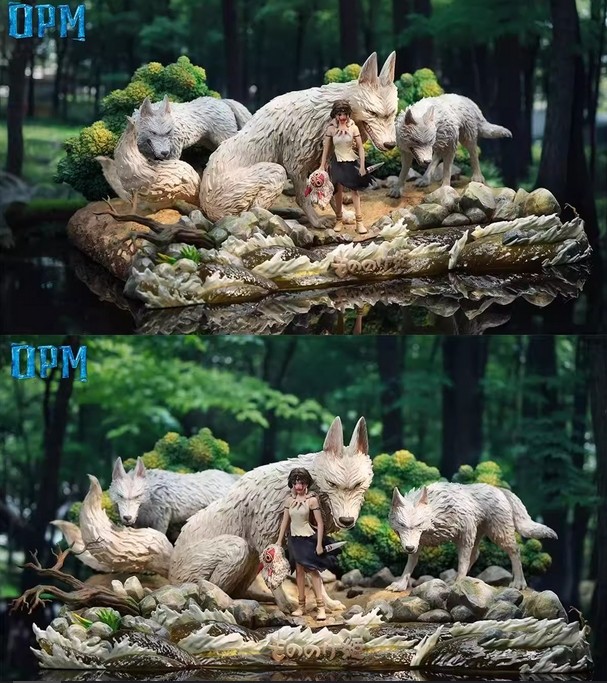 OPM Studio Princess Mononoke Model in stock Painted Statue H18cm Wolf Anime OPM Studio Princess Mononoke Model in stock Painted Statue H18cm Wolf Anime