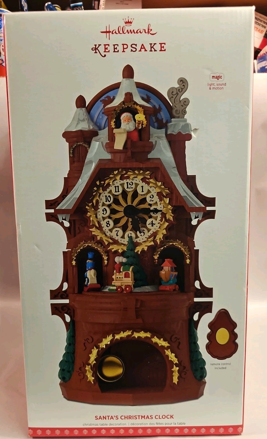 2017 Hallmark Keepsake Santa's Christmas Clock Tabletop Magic Motion Remote NEW