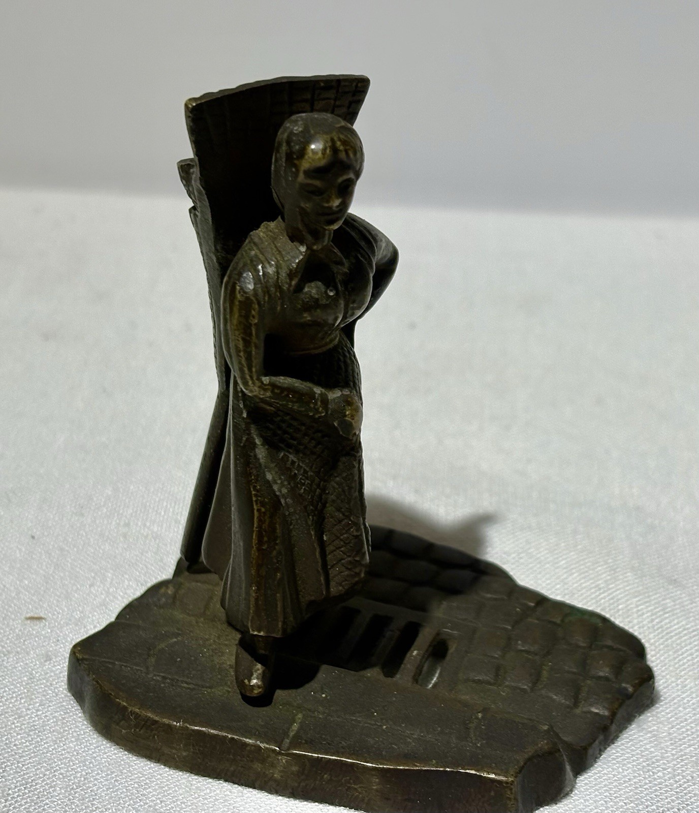 Miniature 19th Century Peasant Lady Bronze Miniature -  Farm Worker - French ?