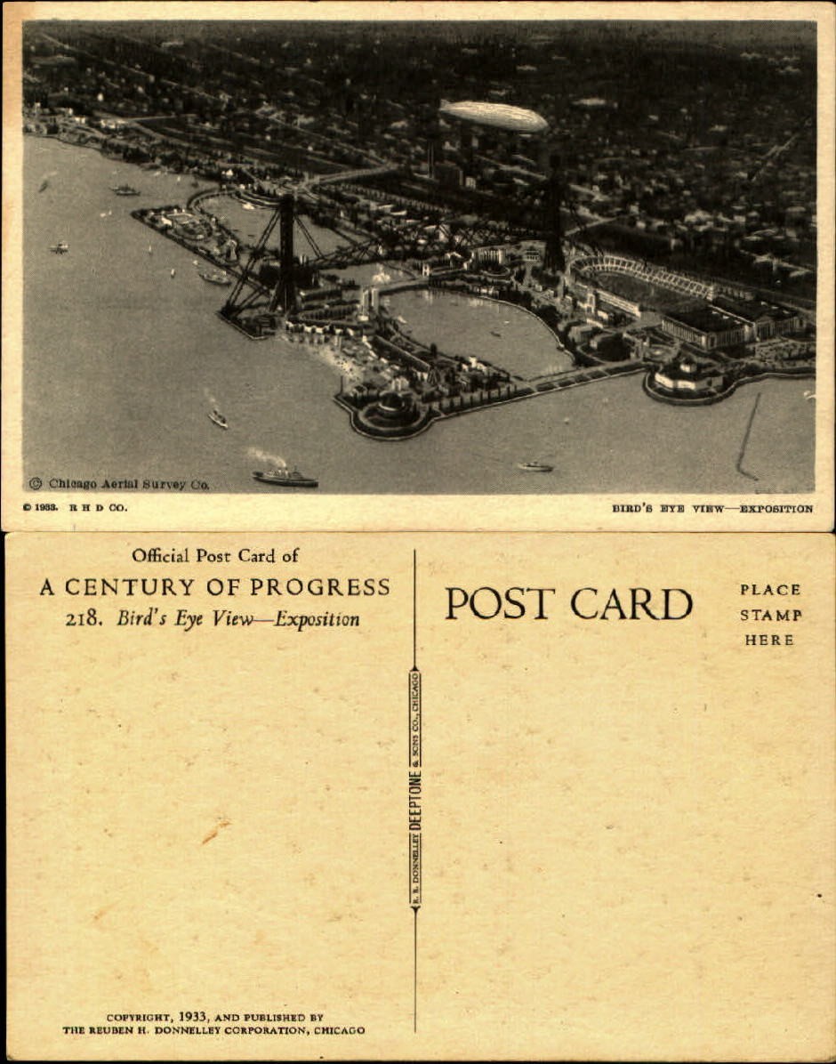 A Century of Progress Exposition Chicago Illinois aerial vintage postcard z232 A Century of Progress Exposition Chicago Illinois aerial vintage postcard z232