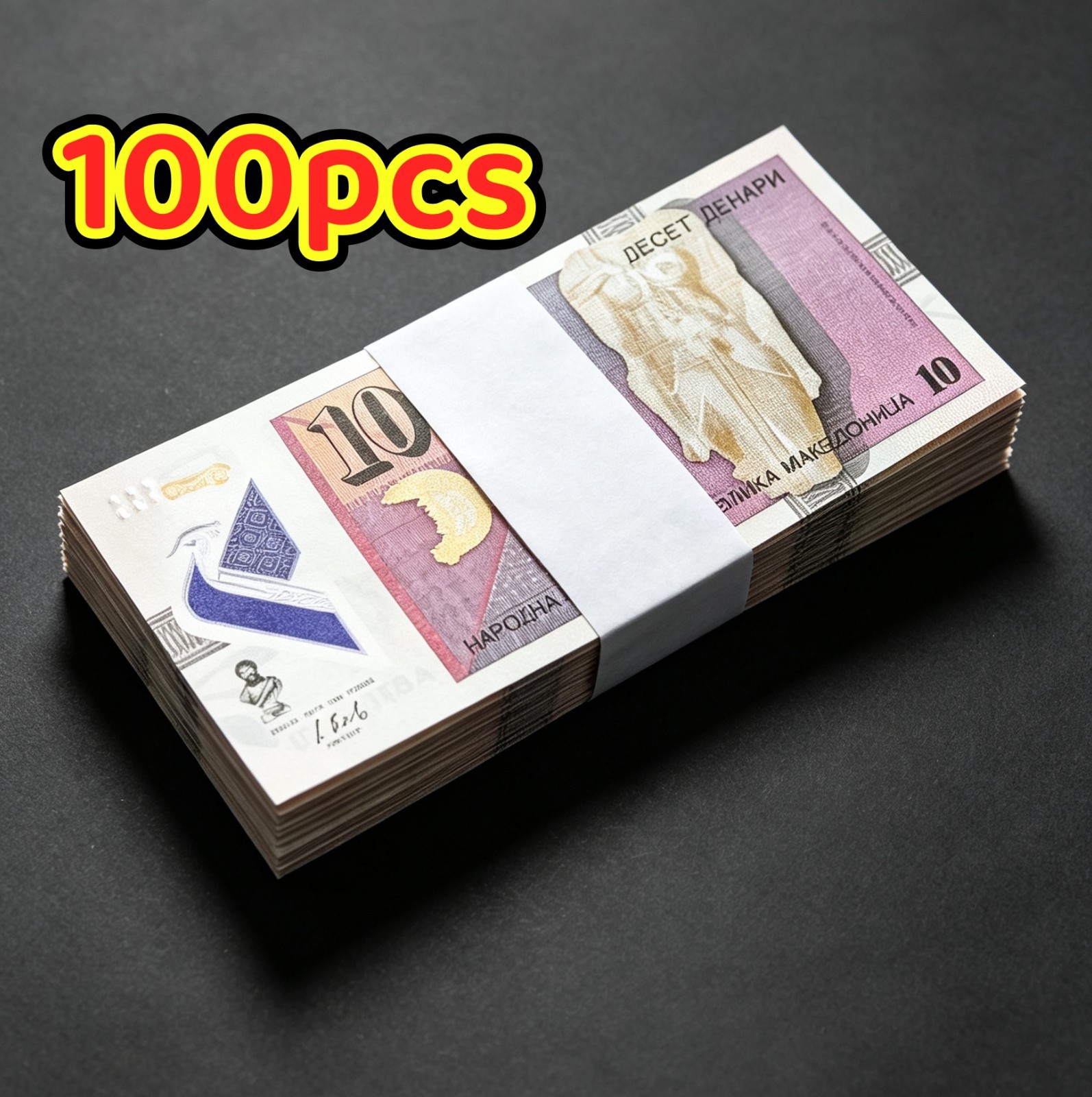 LOT 100Pcs, Macedonia 10 Denars, Polymer World Banknote, 2018, P-25,UNC, Peacock
