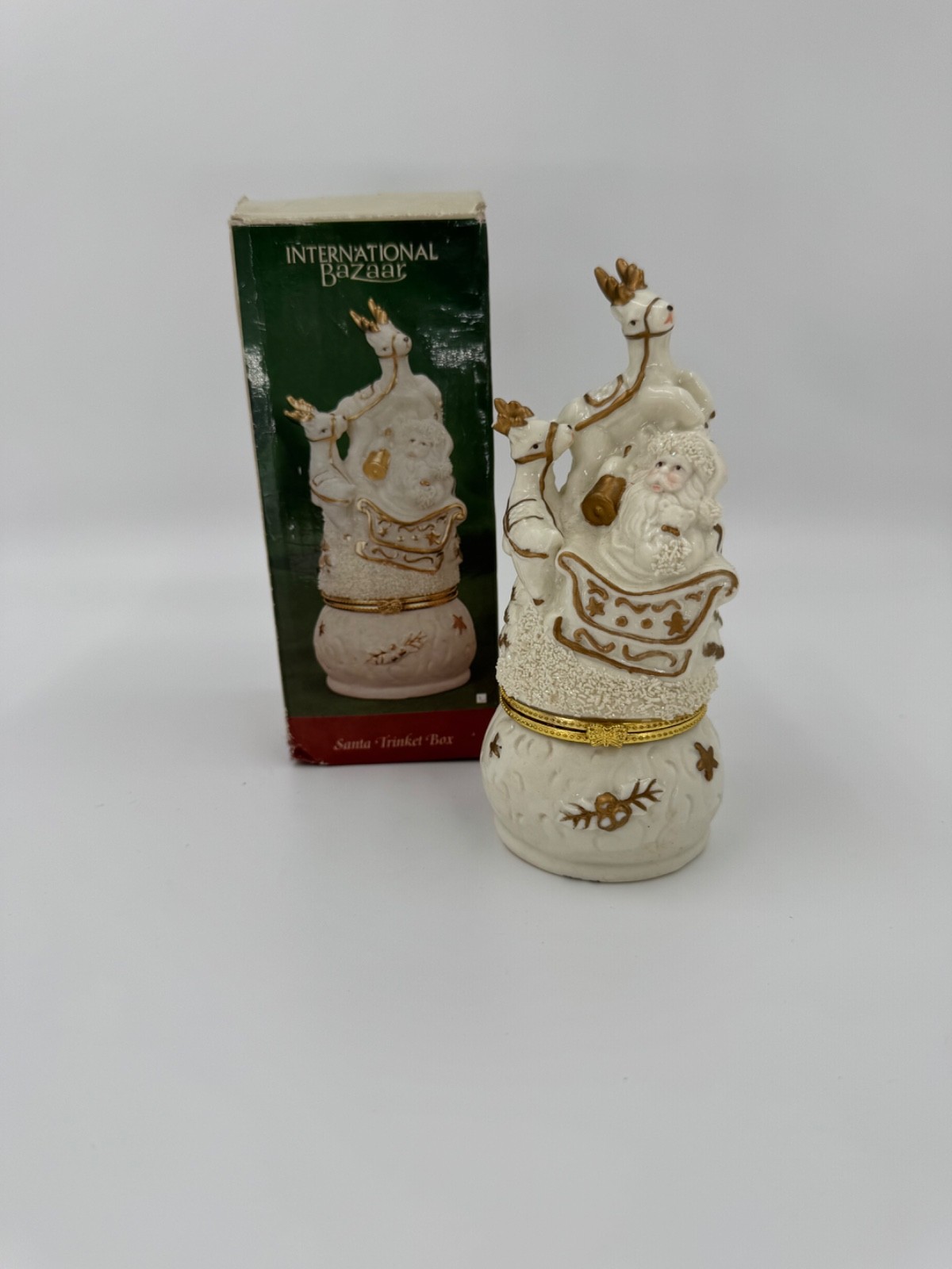 Santa Trinket box #44158259 International Bazaar Reigndeer White