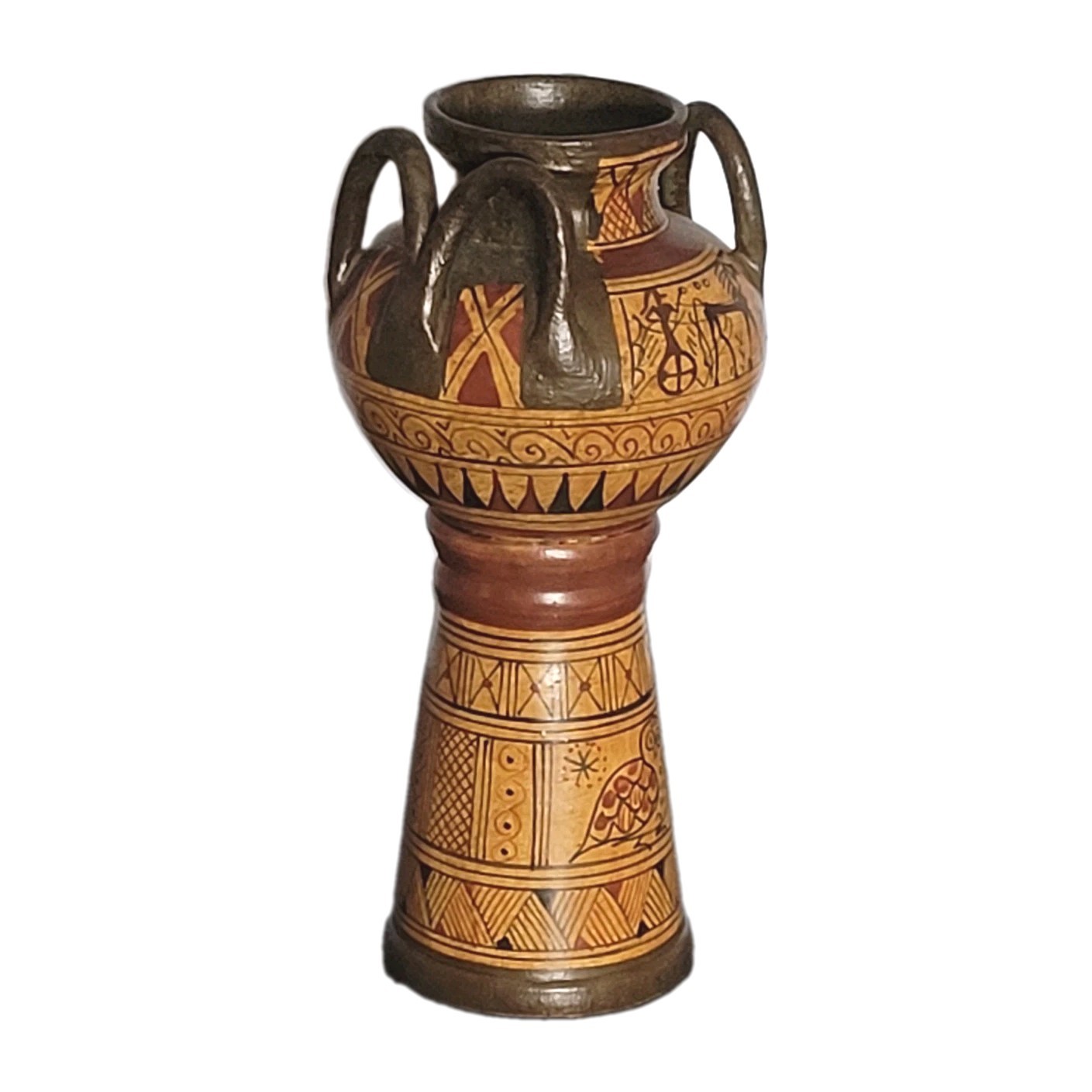 Hand-painted museum replica of an Ancient Greek Geometric vase style 4.75 Hand-painted museum replica of an Ancient Greek Geometric vase style 4.75