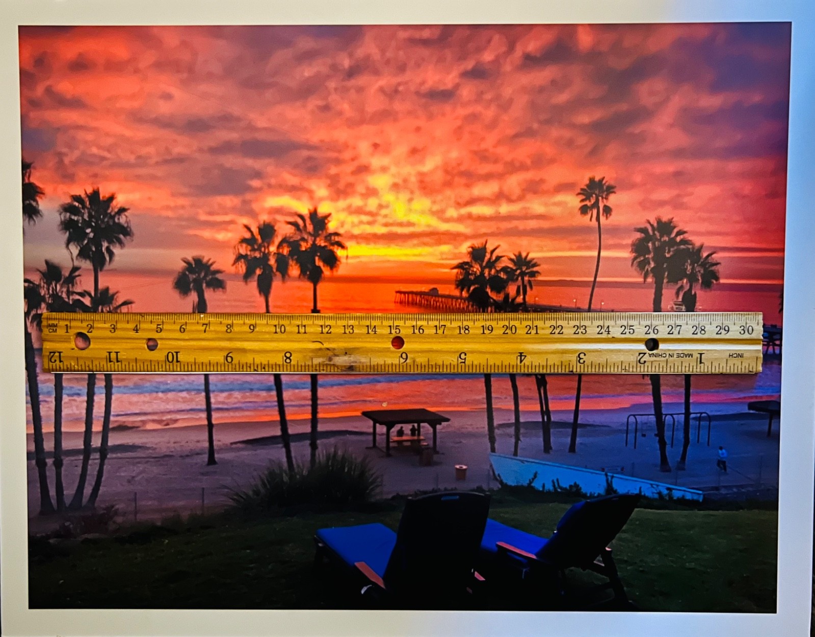 Sunset on the Pacific Ocean San Clemente Pier San Clemente, CAL 11x14 Mtd Photo