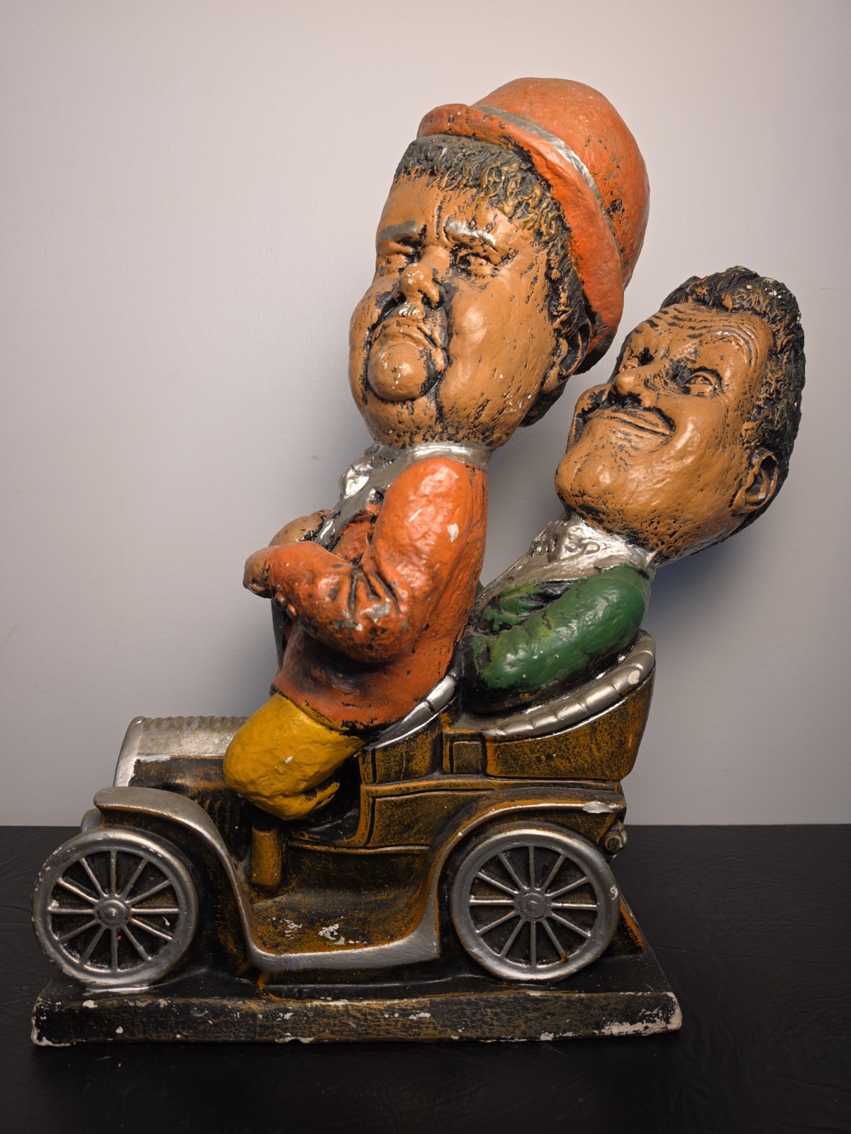 Rare Laurel & Hardy Auto Jalopy Car Sculpture Figurine Chalkware Vintage Rare Laurel & Hardy Auto Jalopy Car Sculpture Figurine Chalkware Vintage