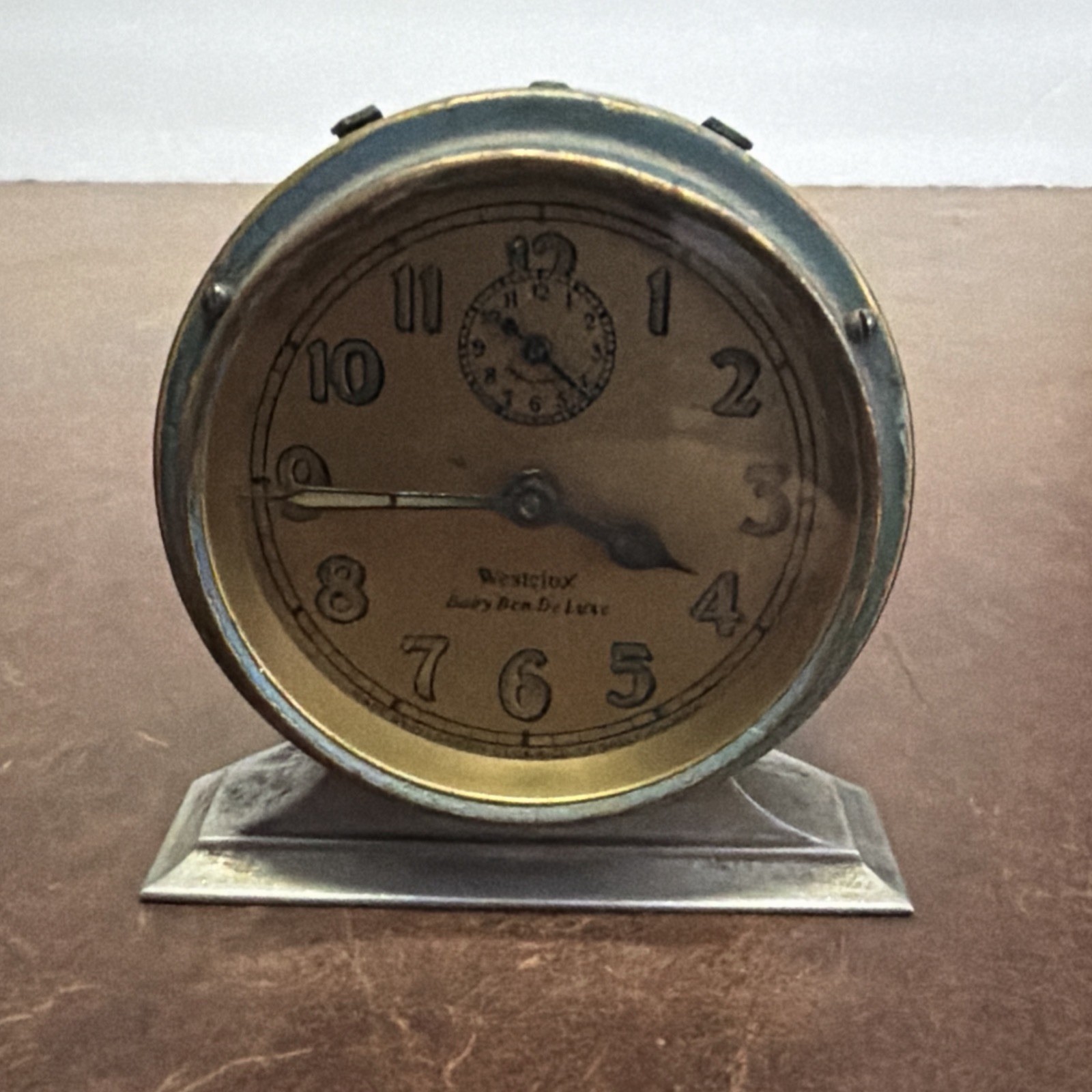 1928 Westclox Baby Ben De Luxe Alarm Clock Turquoise Gold Antique 1928 Westclox Baby Ben De Luxe Alarm Clock Turquoise Gold Antique