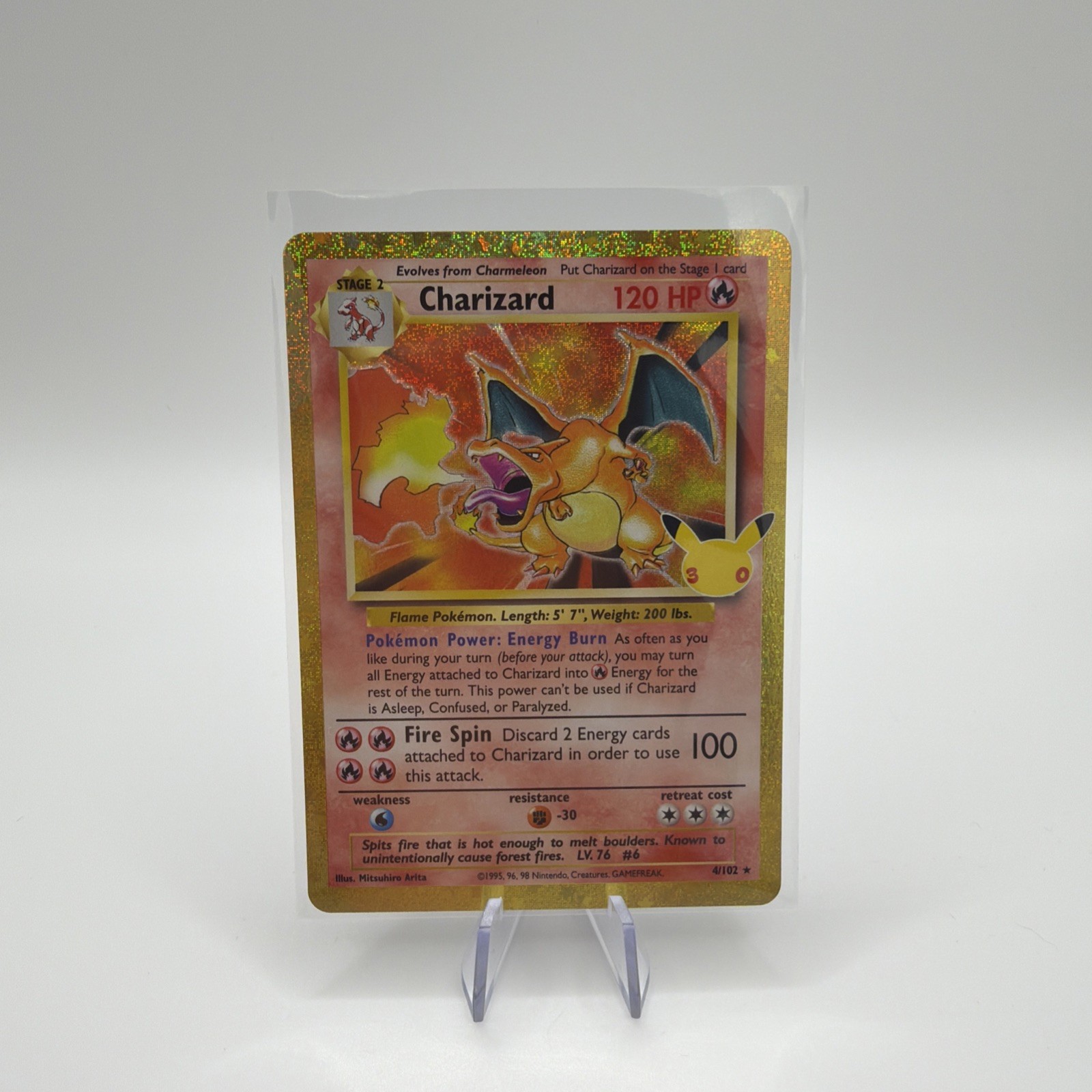 Pokemon TCG Charizard 4/102 30th Anniversary Classic Collection Holo MINT Pokemon TCG Charizard 4/102 30th Anniversary Classic Collection Holo MINT