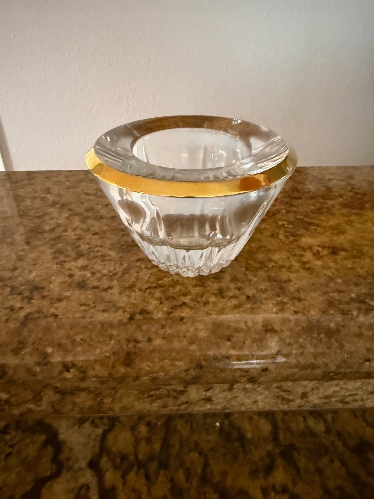 Vintage Crystal with 24 K gold top Candle Holder