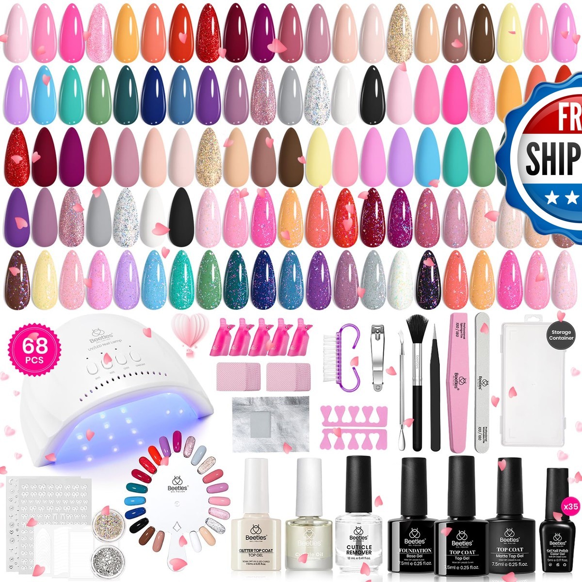 Beetles Gel Nail Polish Kit UV Light 68Pcs 35 Colors Gel Polish Set Beetles Gel Nail Polish Kit UV Light 68Pcs 35 Colors Gel Polish Set
