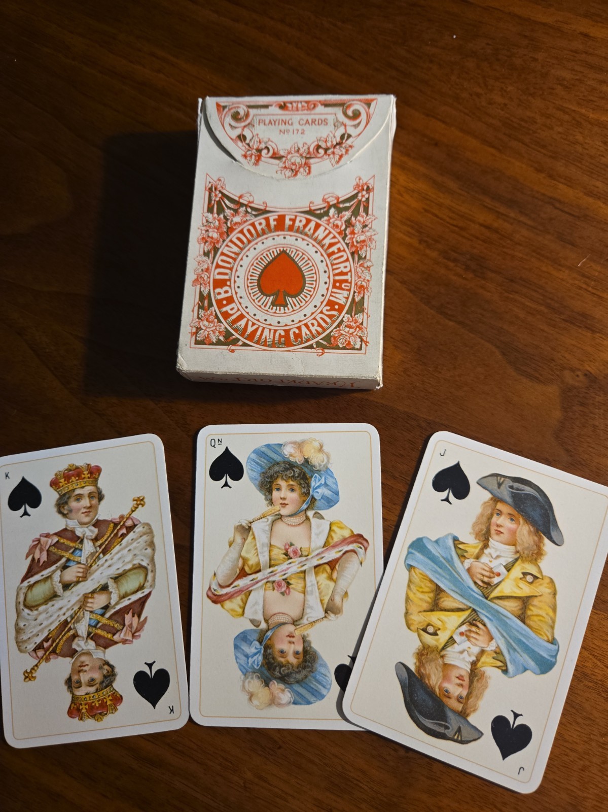 Antique B. Dondorf No. 172 Empire Playing Cards COMPLETE c1900 Box Joker Gold