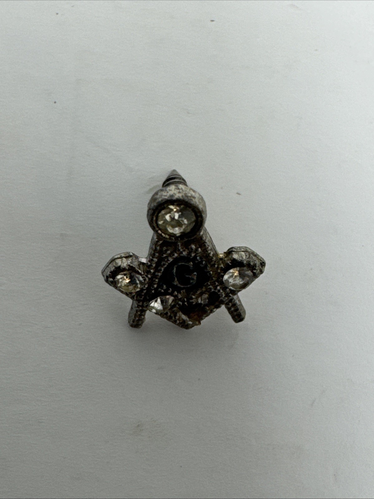 Vintage Tiny Masonic Pin Freemason Masons Small Lapel Rhinestones
