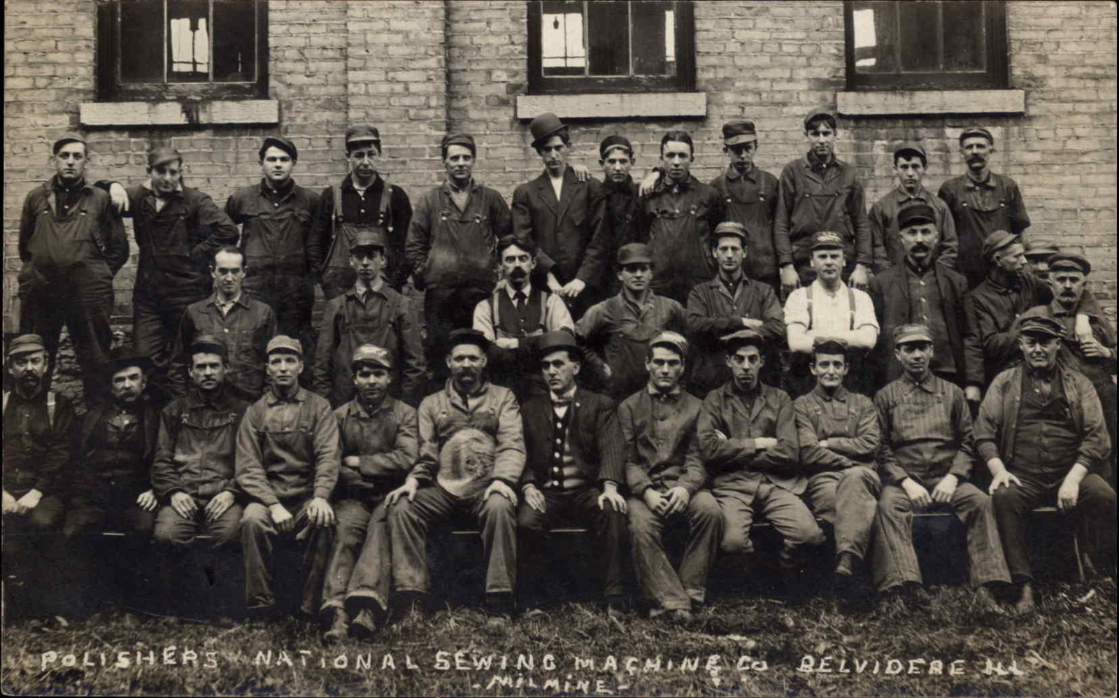 Belvidere IL Polishers National Sewing Machine Co Employees Labor c1910 RPPC Belvidere IL Polishers National Sewing Machine Co Employees Labor c1910 RPPC