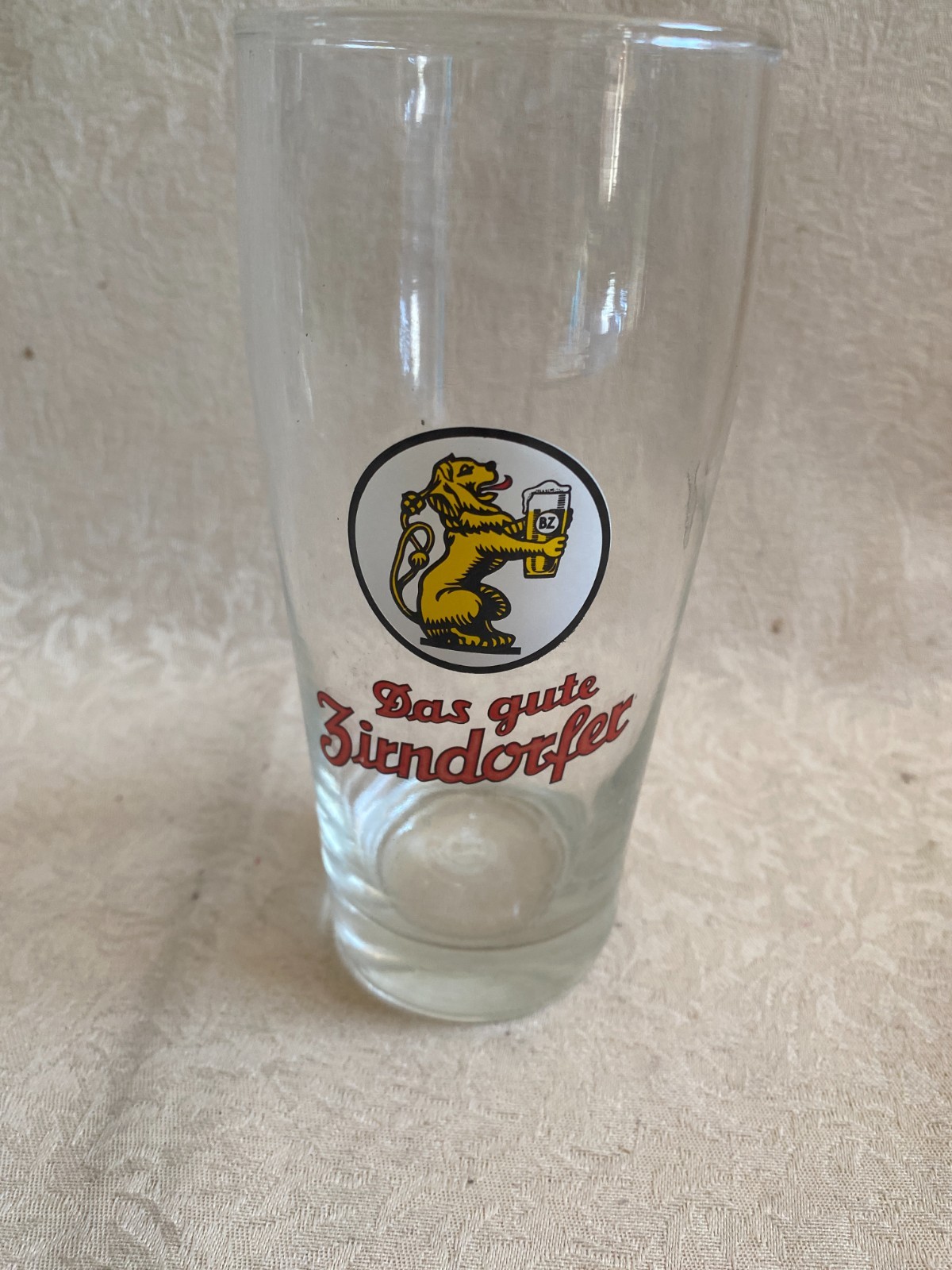 Vintage Das Gute Zirndorfer German Pilsner Beer Glass Lion Crest Bavaria