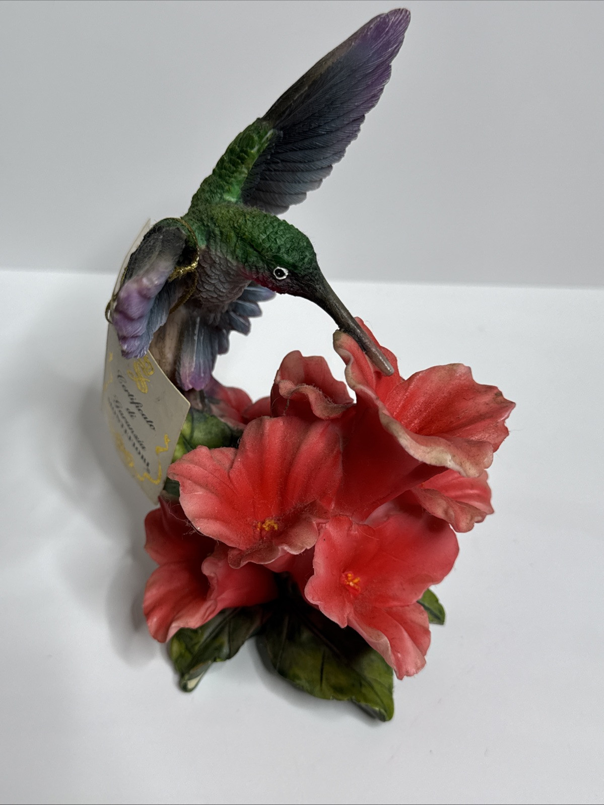 Montefiori Italian Design Figurine Hummingbird Bird Hibiscus Flowers Handcrafted Montefiori Italian Design Figurine Hummingbird Bird Hibiscus Flowers Handcrafted