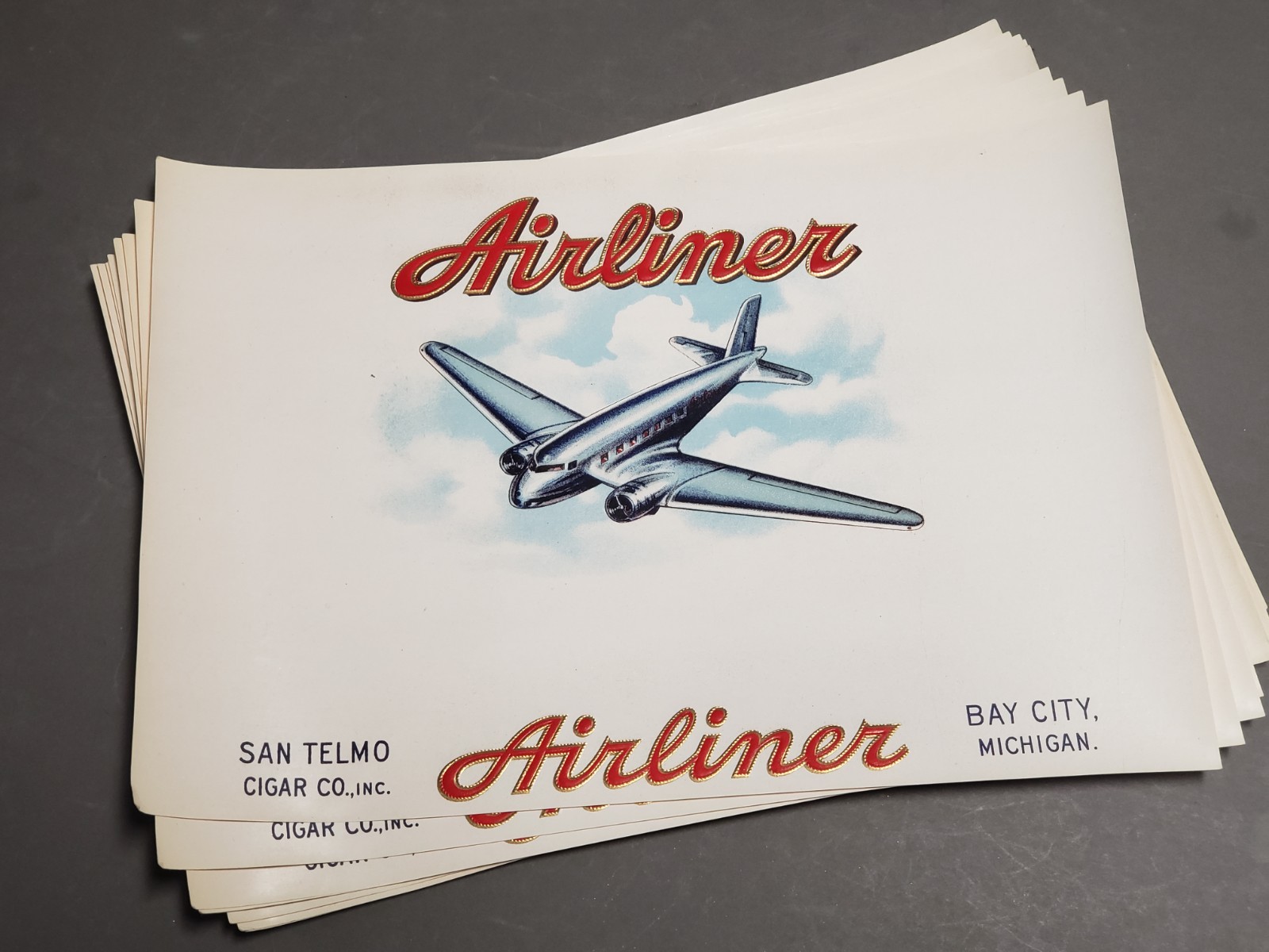 Vtg Lot of 10 Early 1900s Cigar Box Labels - Airliner, San Telmo - 10 Vtg Lot of 10 Early 1900s Cigar Box Labels - Airliner, San Telmo - 10